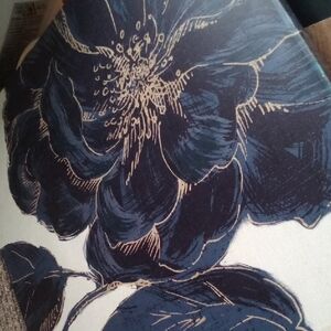 Floral Canvas Art in Blue and Gold